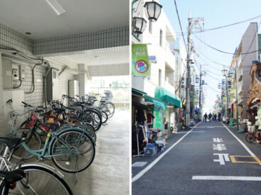 駐輪場は敷地内に。東松原から下北沢まで自転車があればもっとおもしろくなります。