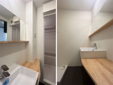 水まわりにある木材。温かい存在です。