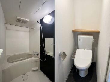 浴室乾燥付きのお風呂。シンプルなトイレ。