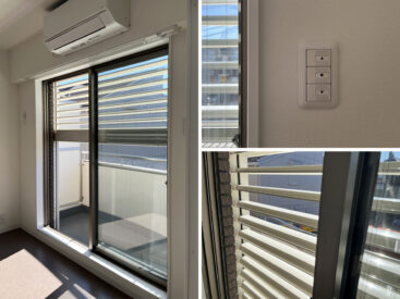 ボタンで操作できる、ブラインドのようなシャッター。