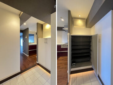 玄関は結構広め。シューズボックスもちょうど良い収納量です。