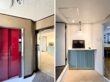 エレベーターで2階、入り口は土間になっています。