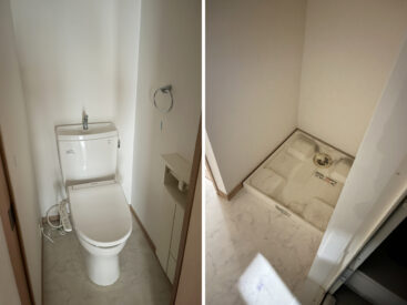 トイレはキッチン横。洗濯機は脱衣所に。