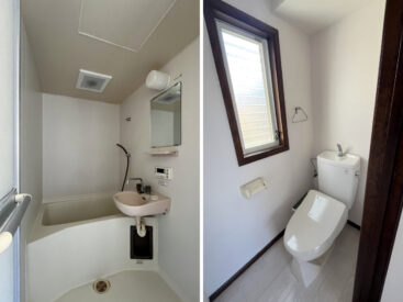 浴室はシンプル。トイレには小窓が高ポイント。