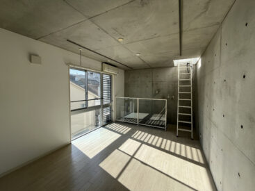 クールなRC打ちっぱなしの内装ですが、日差しのおかげで温かな印象も。