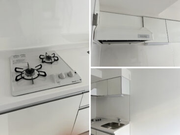 どこもかしこも白いキッチン。