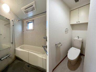 小窓のある浴室。トイレは温水便座。