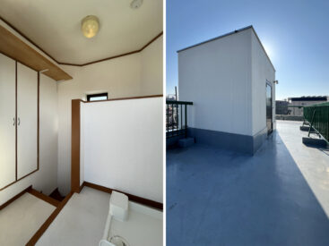 洗濯機は最上階に。広いルーフバルコニーがすべて自分のもの。