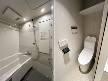 ゆったり過ごせる浴室。トイレ内は広め◎