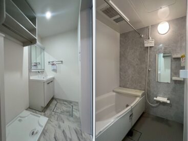 洗面所と浴室。