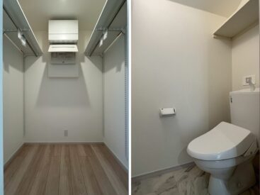 ウォークインクローゼットとトイレ。