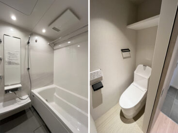 浴室乾燥のついたお風呂。トイレは玄関横に。