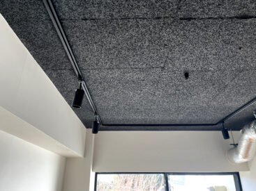 黒い天井が空間をグッと力強い印象に。