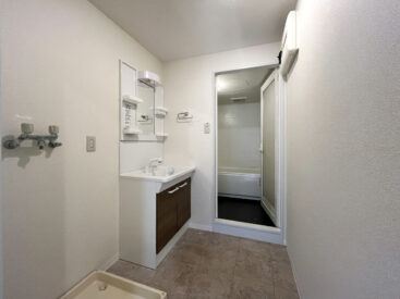 洗面脱衣所はシンプル。