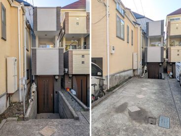 建物前には駐車スペースも。