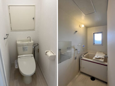トイレは温水便座。浴室には小窓があります。