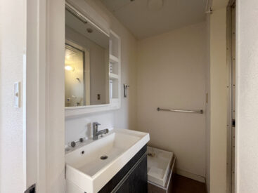 コンパクトめですが、洗面台と洗濯機置き場のある脱衣所。